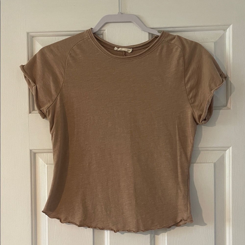 Altar'd State Short Sleeve Crewneck Top - Tan